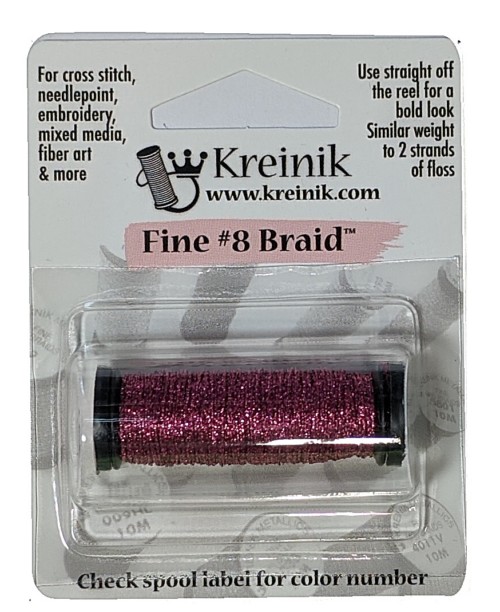 Kreinik Metallic Fine #8 Braid / 024 Fuchsia