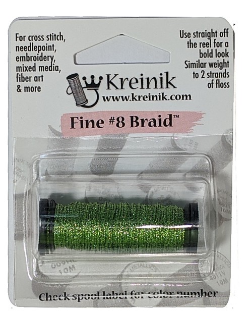 Kreinik Metallic Fine #8 Braid / 015 Chartreuse