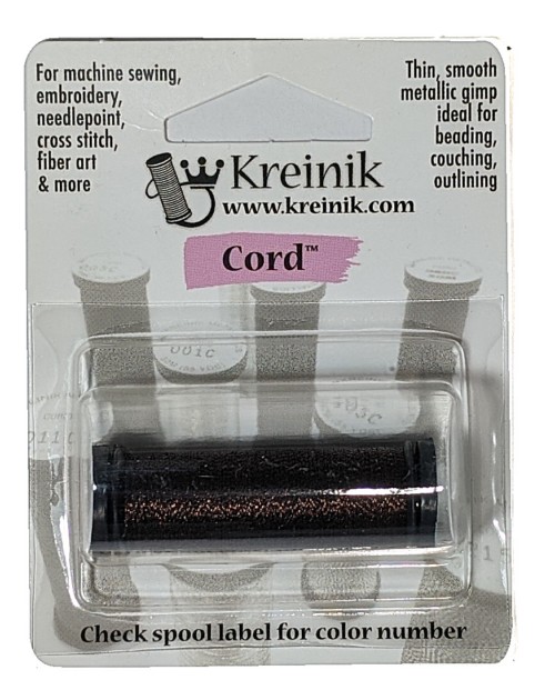1 Ply Kreinik Metallic Cord, 50-meter spool / 201C Chocolate Cord