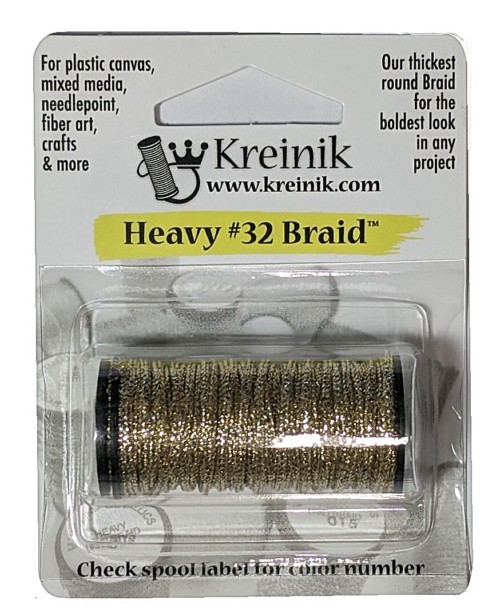 Kreinik Metallic Heavy #32 Braid / 017HL White Gold High Lustre 