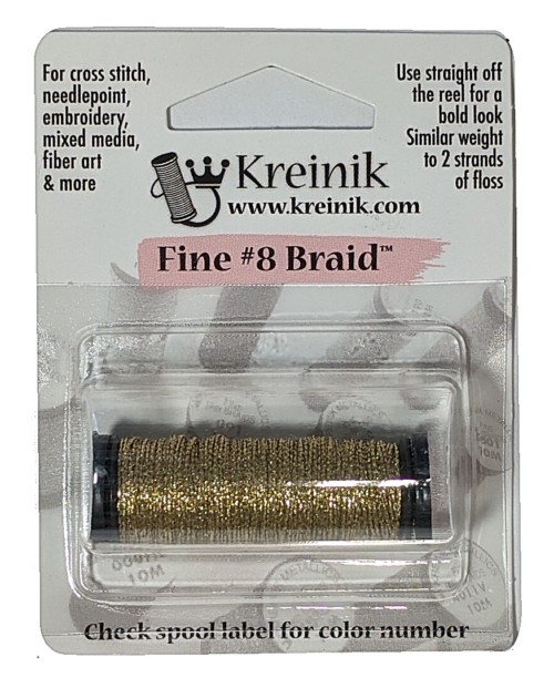 Kreinik Metallic Fine #8 Braid / 002HL Gold High Lustre