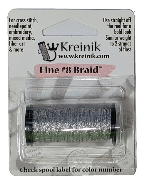 Kreinik Metallic Fine #8 Braid / 101 Platinum