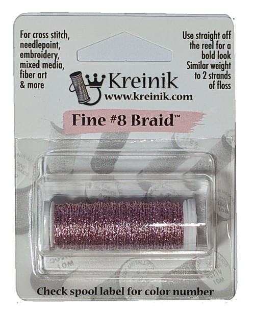 Kreinik Metallic Fine #8 Braid / 007 Pink
