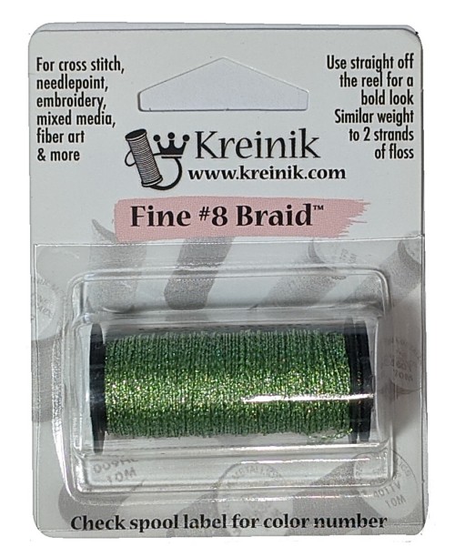 Kreinik Metallic Fine #8 Braid / 3215 Peridot