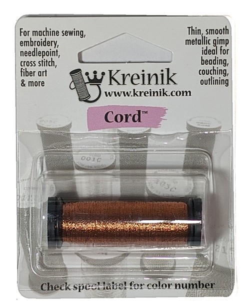 1 Ply Kreinik Metallic Cord, 50-meter spool / 021C Copper Cord