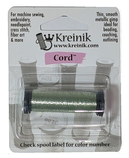 1 Ply Kreinik Metallic Cord, 50-meter spool / 087C Meadow Grass Cord, limited supplies
