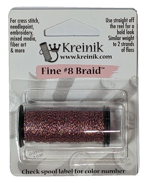 Kreinik Metallic Fine #8 Braid / 007L Power Pink