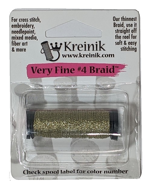 Kreinik Metallic Very Fine #4 Braid / 002C Gold Corded Braid
