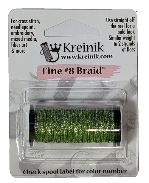Kreinik Metallic Fine #8 Braid / 015HL Chartreuse High Lustre