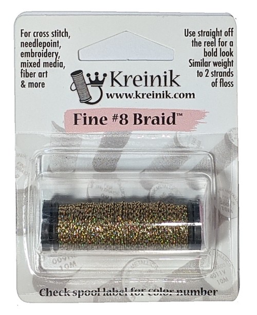 Kreinik Metallic Fine #8 Braid / 002L Chromo Gold