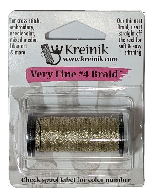 Kreinik Metallic Very Fine #4 Braid / 102C Vatican Gold Cord