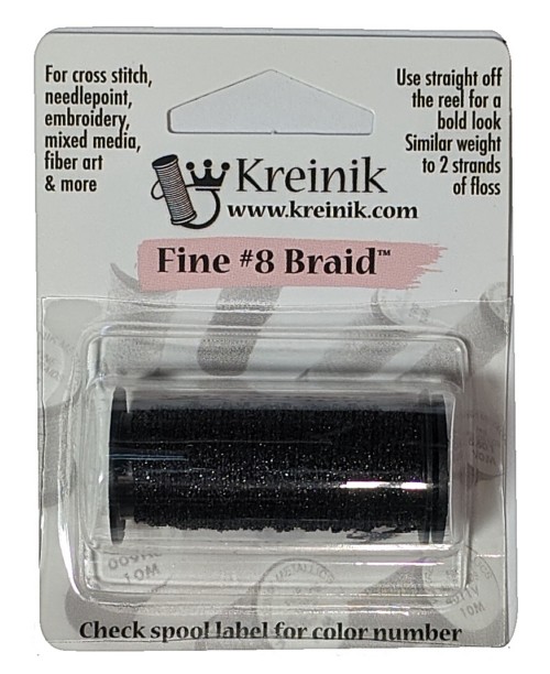 Kreinik Metallic Fine #8 Braid / 005 Black