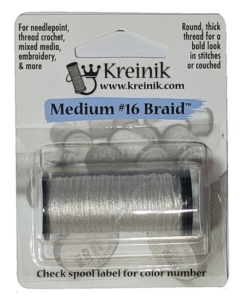 Kreinik Metallic Medium #16 Braid / 100 White