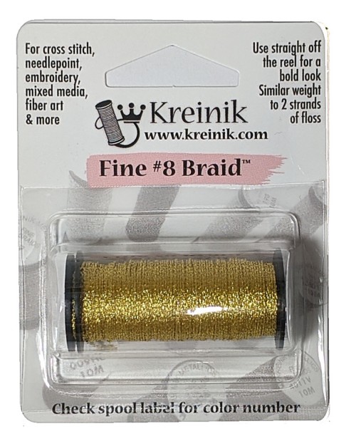Kreinik Metallic Fine #8 Braid / 002J Japan Gold