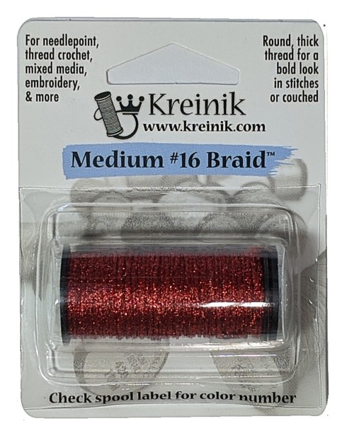 Kreinik Metallic Medium #16 Braid / 003 Red