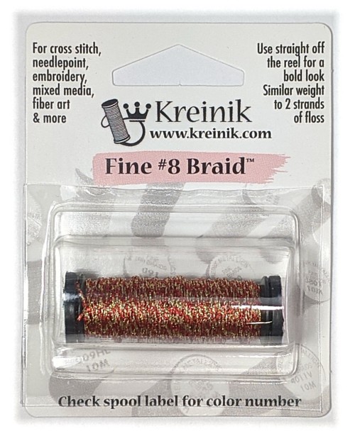 Kreinik Metallic Fine #8 Braid / 203 Flame
