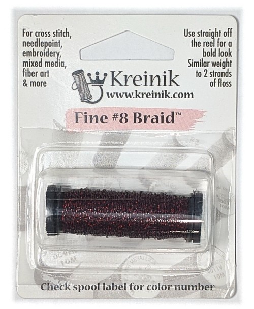 Kreinik Metallic Fine #8 Braid / 031L Berry Red (WHILE SUPPLIES LAST)