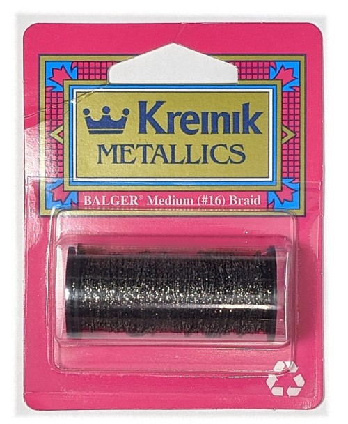 Kreinik Metallic Medium #16 Braid / 010HL Steel Gray High Lustre 