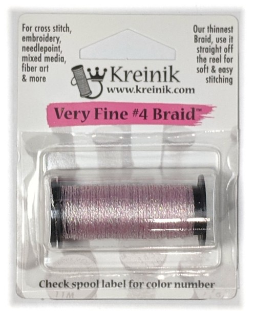 Kreinik Metallic Very Fine #4 Braid / 192 Pale Pink