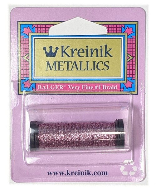 Kreinik Metallic Very Fine #4 Braid / 007HL Pink High Lustre