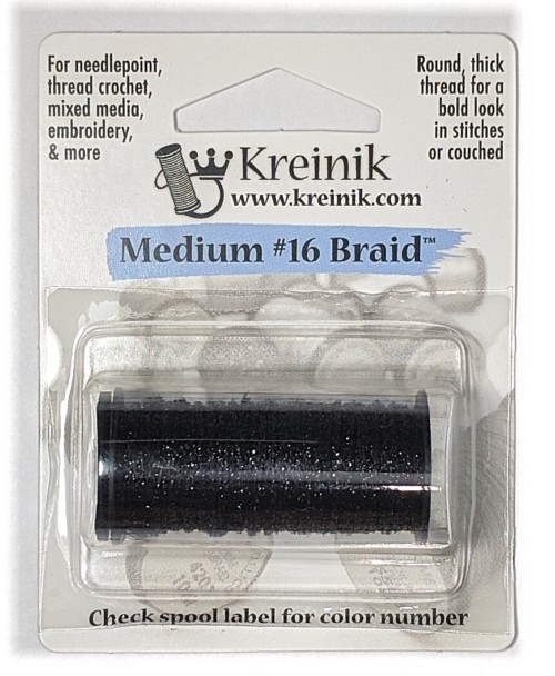 Kreinik Metallic Medium #16 Braid / 005 Black