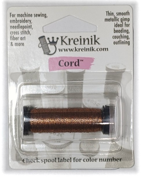 1 Ply Kreinik Metallic Cord, 50-meter spool / 215C Antique Copper Cord, limited supplies