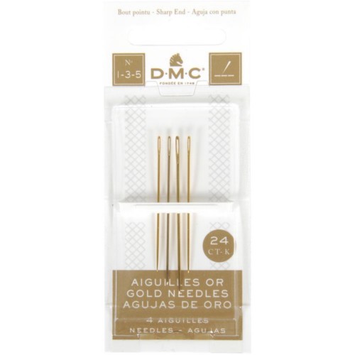 DMC Gold Embroidery Hand Needles, 4/pkg / Size 1, 3, 5