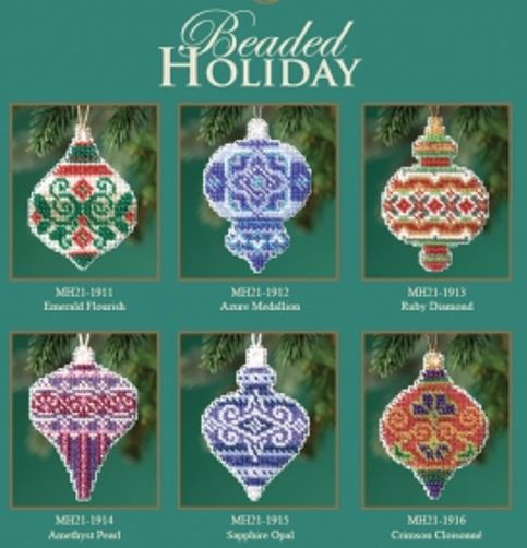 Crimson Cloisonne Beaded Cross Stitch Ornament Kit Mill Hill 2019 Beaded  Holiday MH211916