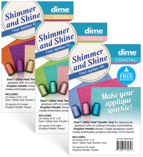 Shimmer & Shine Vinyl Applique Kits: 3 colorways Regal, Coastal, Peacock