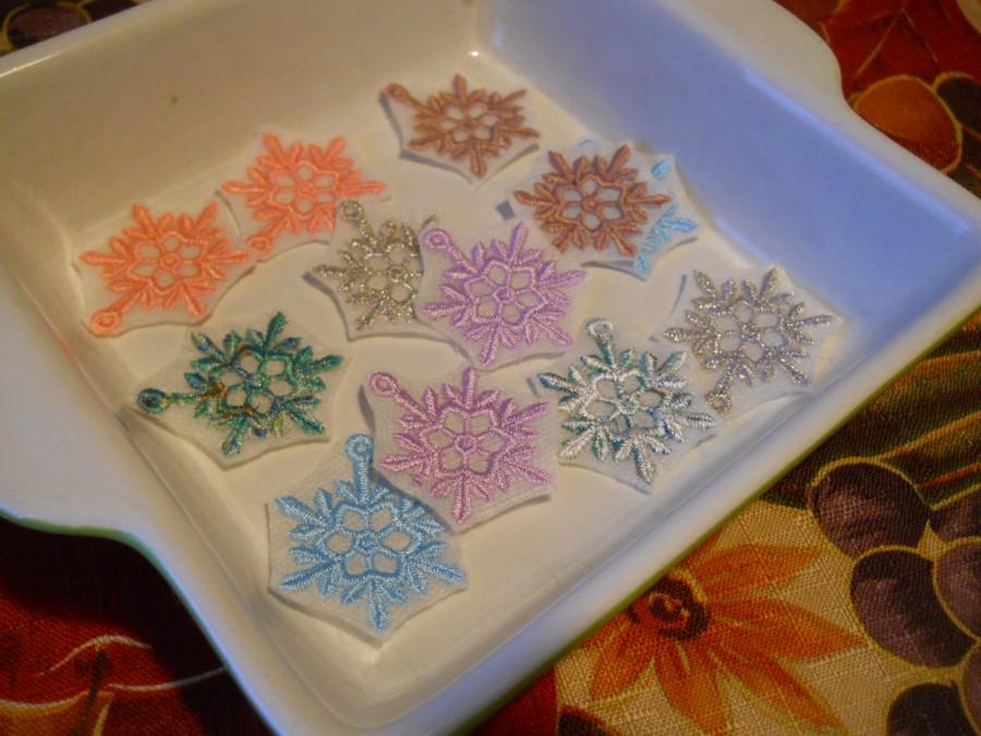 cut out designs in a shallow dish