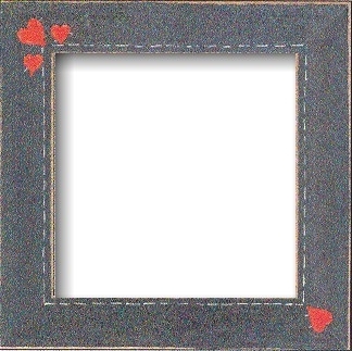 Mill Hill Hand Painted 6" Wood Frame with Seasonal Decor / Matte Black w/Primitive Heart Border
