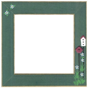 Mill Hill Hand Painted 6" Wood Frame with Seasonal Decor / Matte Green w/Birdhouses