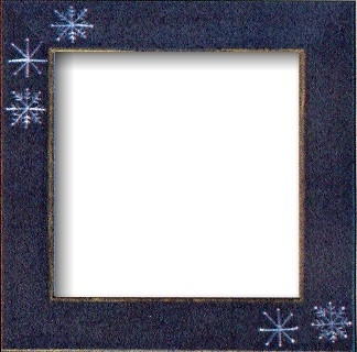 Mill Hill Hand Painted 6" Wood Frame with Seasonal Decor / Matte Blue w/Snowflakes