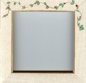 Mill Hill Hand Painted 6" Wood Frame with Seasonal Decor / Antique White w/Berry Vine