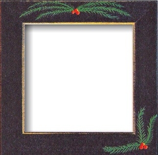 Mill Hill Hand Painted 6" Wood Frame with Seasonal Decor / Matte Black w/Pine Boughs