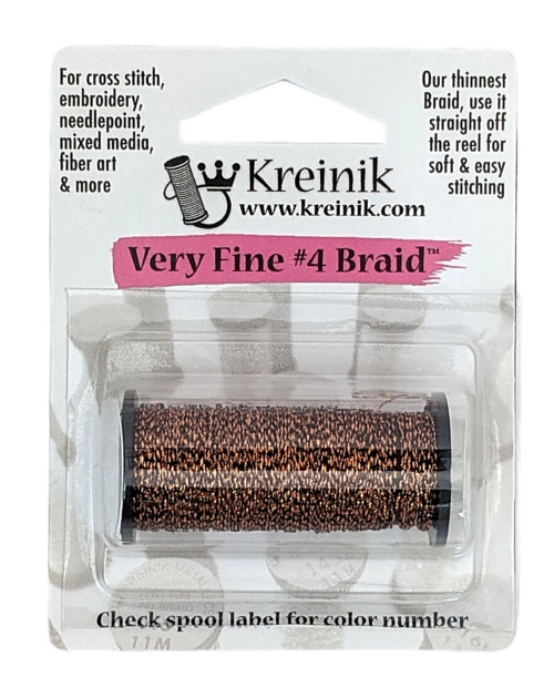 Kreinik Metallic Very Fine #4 Braid / 021HL Copper High Lustre