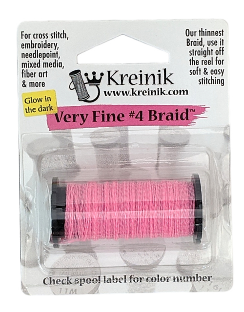 Kreinik Metallic Very Fine #4 Braid / 055F Glow-in-the-Dark Watermelon