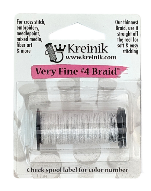 Kreinik Metallic Very Fine #4 Braid / 100 White