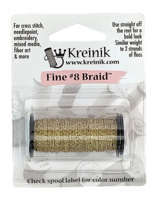 Kreinik Metallic Fine #8 Braid / 002 Gold