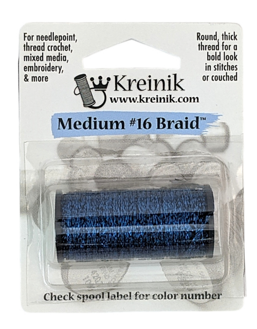 Kreinik Metallic Medium #16 Braid / 018V Vintage Navy 