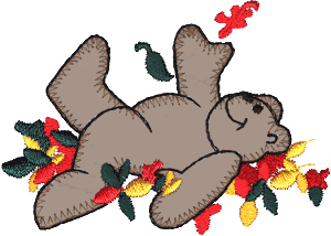Bear Rolling in Leaves Appliqué
