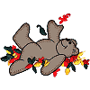 Bear Rolling in Leaves Appliqué