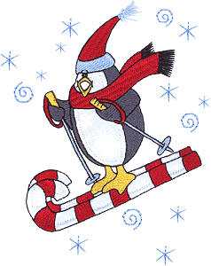 Skiing Penguin Appliqué
