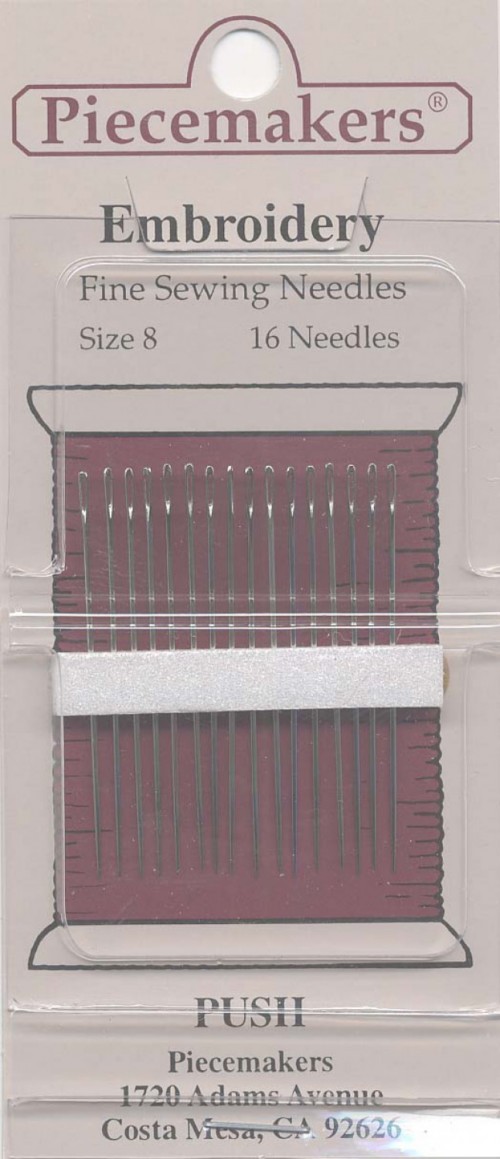 Piecemakers Embroidery Needles / Size 8, 16 needles