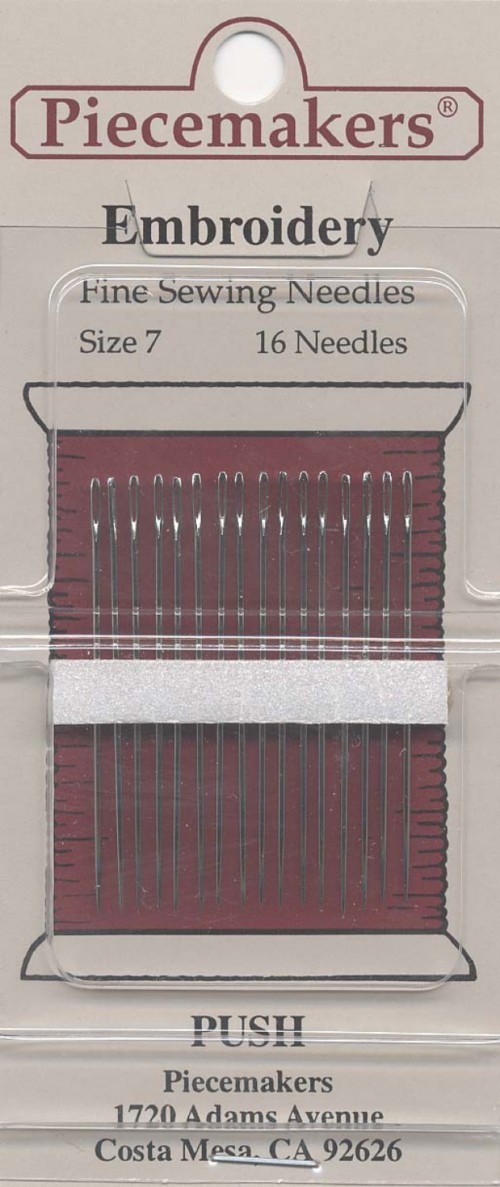 Piecemakers Embroidery Needles / Size 7, 16 needles