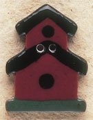 Debbie Mumm Buttons / Dark Red Two Story Birdhouse