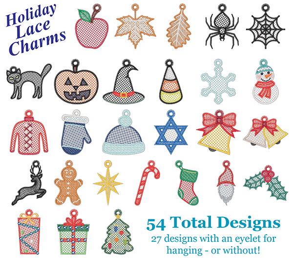 Holiday Lace Charms Generic (Machine Embroidery) by Designs in Machine ...