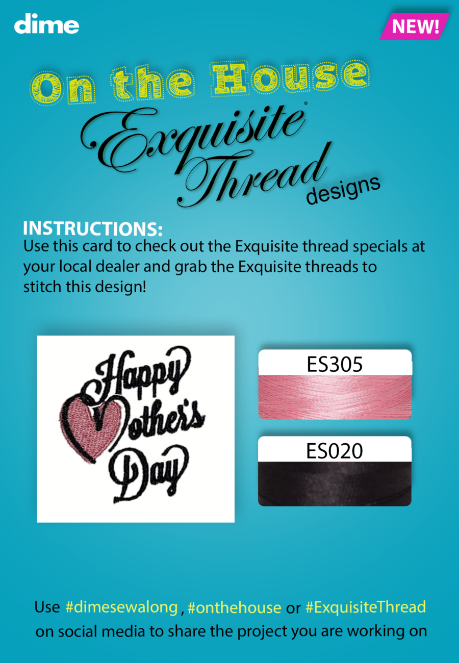 Recommended Exquisite Thread Colors for DIME On the House Free Design Happy Mothers' Day