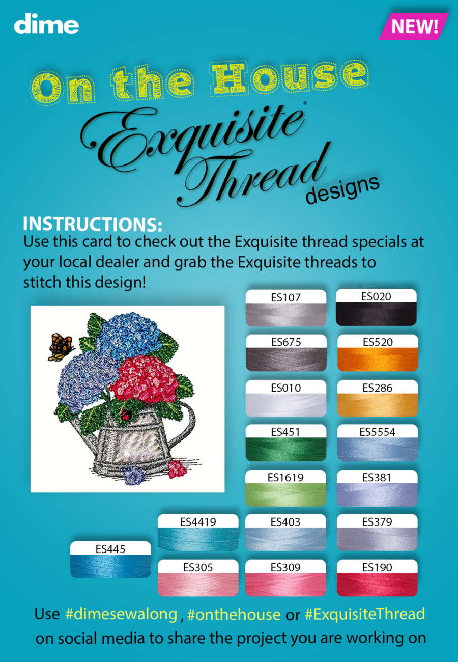 Recommended Exquisite Threads for DIME on the House Free Design Hydrangea Bouquet