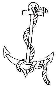 Anchor With Rope Outline